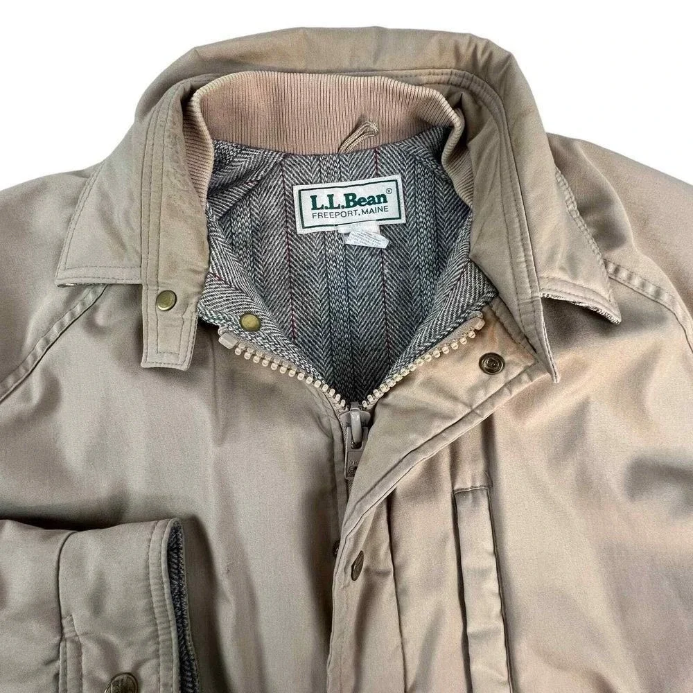 L.L. BEAN Wool Flannel Polyester Parka‎ Beige Made in USA Vintage M